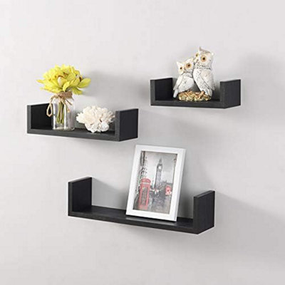 Harmony Shelf Set of 3 Floating Wall Shelves Shelving Unit Storage Living Room Bedroom