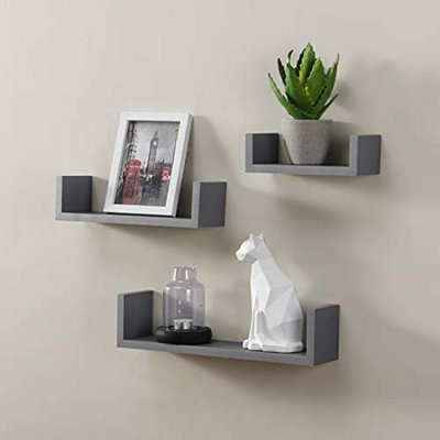 Harmony Shelf Set of 3 Floating Wall Shelves Shelving Unit Storage Living Room Bedroom