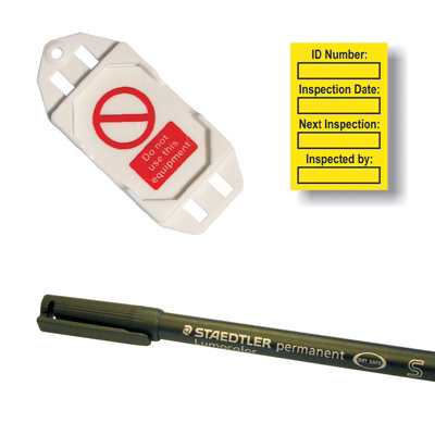 Harness Inspection Safety Kit - Yellow - 40 Tags, 20 Holders & Pen