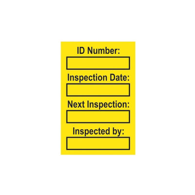 Harness Strap Inspection Tags - Yellow - Pack of 20