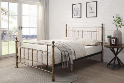 Harpenden Brushed Gold King Size Metal Bed Frame 5ft