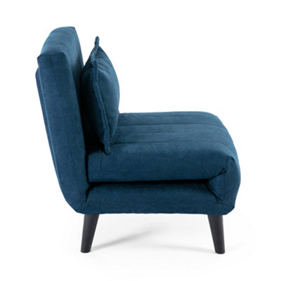 Harper 1 Seater Folding Clic Clac Fabric Living Room Lounge Futon Sofa Bed Blue