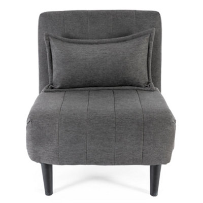 Harper 1 Seater Folding Clic Clac Fabric Living Room Lounge Futon Sofa Bed Charcoal