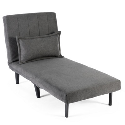 Harper 1 Seater Folding Clic Clac Fabric Living Room Lounge Futon Sofa Bed Charcoal