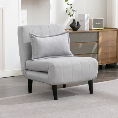 Harper 1 Seater Folding Clic Clac Fabric Living Room Lounge Futon Sofa Bed Grey