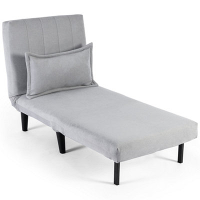 Harper 1 Seater Folding Clic Clac Fabric Living Room Lounge Futon Sofa Bed Grey