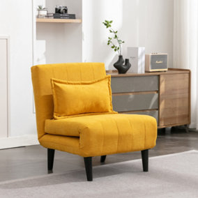 Harper 1 Seater Folding Clic Clac Fabric Living Room Lounge Futon Sofa Bed Mustard