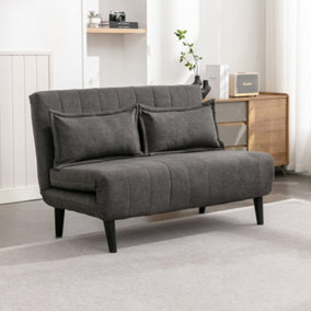 Harper 2 Seater Folding Clic Clac Fabric Living Room Lounge Futon Sofa Bed Charcoal