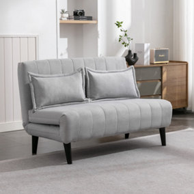Harper 2 Seater Folding Clic Clac Fabric Living Room Lounge Futon Sofa Bed Grey
