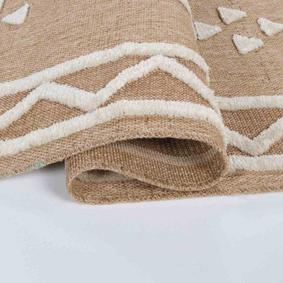 Harper Diamond Pattern Water Resistant Indoor Area Rugs Cream 50x80 cm