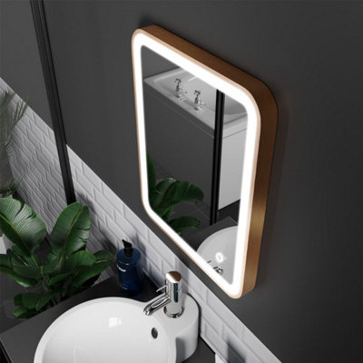 Harper & Harlow 390x500 Vela Brushed Brass LED Illuminated Bathroom Mirror