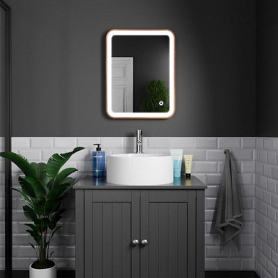 Harper & Harlow 390x500 Vela Brushed Brass LED Illuminated Bathroom Mirror