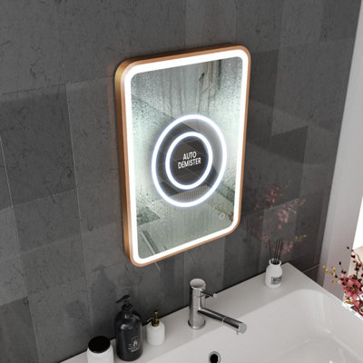 Harper & Harlow 400x600 Vela Brushed Brass LED Illuminated Bathroom Mirror