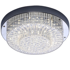 Harper Living 12W LED Flush Ceiling Light Acrylic Shade Polished Chrome Finish Natural White (4000k)