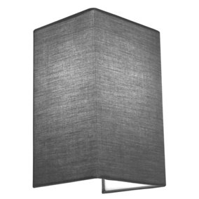 HARPER LIVING 1xE27/ES Wall Wash Light with Switch, Rectangle Grey Fabric Shade, Suitable for LED Upgrade