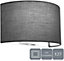 HARPER LIVING 1xE27/ES Wall Wash Light with Switch, Semi-Circle Grey Fabric Shade, Suitable for LED Upgrade