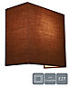 HARPER LIVING 1xE27/ES Wall Wash Light with Switch, Square Mocha Fabric Shade, Suitable for LED Upgrade
