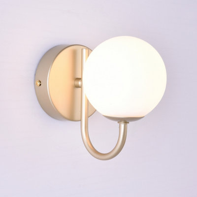 HARPER LIVING 1xG9 Up Wall Light, Globe Shape Glass Shade, Gold Finish