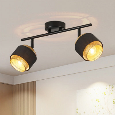 HARPER LIVING 2 Way Ceiling Spotlights, Black & Gold, 2xE14 40W Max ...