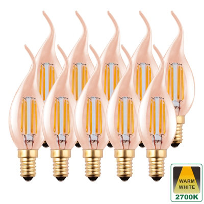 Harper Living 4.5 Watts E14 LED Bulb Amber Flame Tip Warm White Dimmable, Pack of 10
