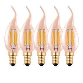 Harper Living 4.5 Watts E14 LED Bulb Amber Flame Tip Warm White Dimmable, Pack of 5