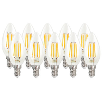 Harper Living 4.5 Watts E14 LED Bulb Clear Candle Cool White Dimmable, Pack of 10