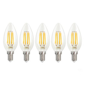 Harper Living 4.5 Watts E14 LED Bulb Clear Candle Cool White Dimmable, Pack of 5