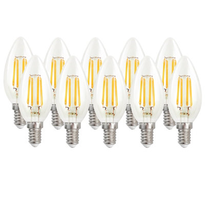 Harper Living 4.5 Watts E14 LED Bulb Clear Candle Warm White Dimmable, Pack of 10
