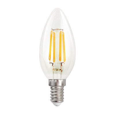 Harper Living 4.5 Watts E14 LED Bulb Clear Candle Warm White Dimmable, Pack of 10