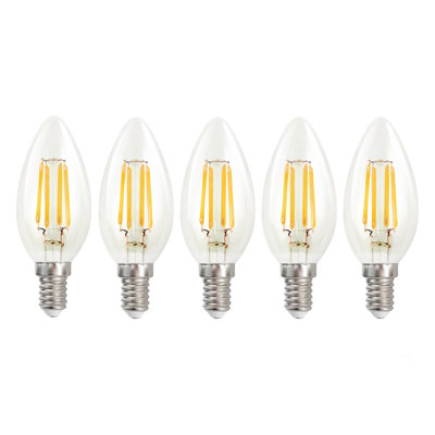 Harper Living 4.5 Watts E14 LED Bulb Clear Candle Warm White Dimmable, Pack of 5