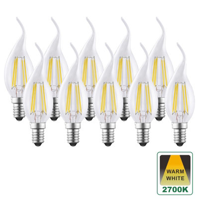 Harper Living 4.5 Watts E14 LED Bulb Clear Flame Tip Warm White Dimmable, Pack of 10