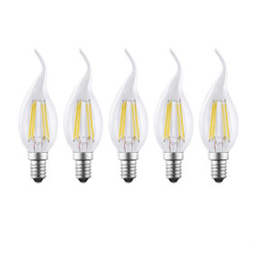 Harper Living 4.5 Watts E14 LED Bulb Clear Flame Tip Warm White Dimmable, Pack of 5