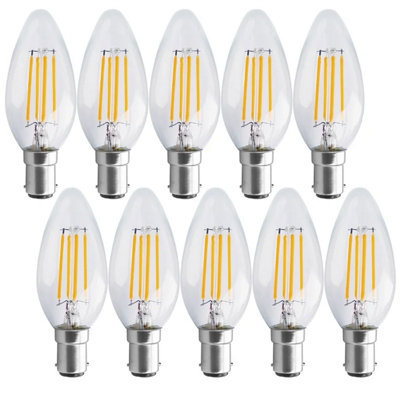 Harper Living 4 Watts B15 SBC Small Bayonet LED Light Bulb Clear Candle Warm White Dimmable, Pack of 10