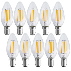 Harper Living 4 Watts B15 SBC Small Bayonet LED Light Bulb Clear Candle Warm White Dimmable, Pack of 10