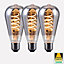 Harper Living 4 Watts ST64 E27 LED Bulb Smoked Warm White Dimmable, Pack of 3