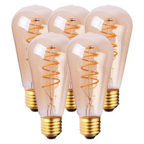 Harper Living 4 Watts ST64 E27 LED Bulb Vintage Warm White Dimmable, Pack of 5