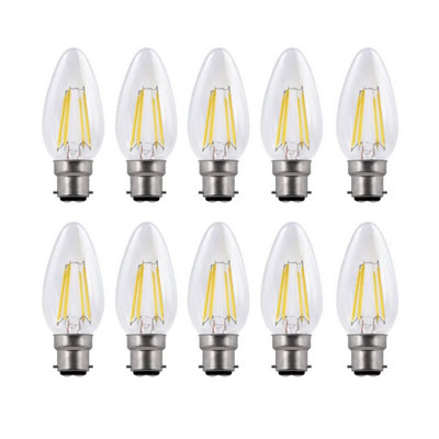 Harper Living 5 Watts B22 Bc Bayonet Led Light Bulb Clear Candle Warm White Dimmable Pack Of 10 7829