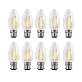 Harper Living 5 Watts B22 BC Bayonet LED Light Bulb Clear Candle Warm White Dimmable, Pack of 10