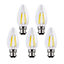 Harper Living 5 Watts B22 BC Bayonet LED Light Bulb Clear Candle Warm White Dimmable, Pack of 5