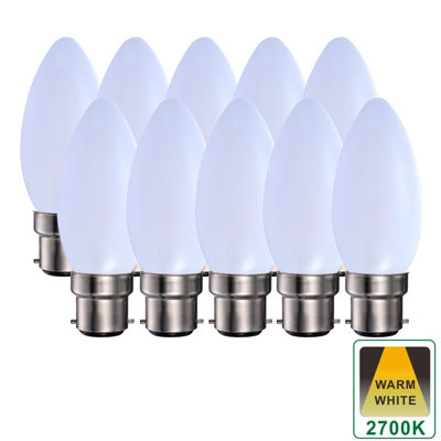 Harper Living 5 Watts B22 BC Bayonet LED Light Bulb Opal Candle Warm White Dimmable, Pack of 10