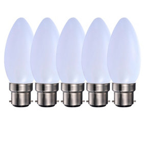 Harper Living 5 Watts B22 BC Bayonet LED Light Bulb Opal Candle Warm White Dimmable, Pack of 5