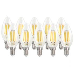 Harper Living 5 Watts E14 LED Bulb Clear Candle Cool White Dimmable, Pack of 10