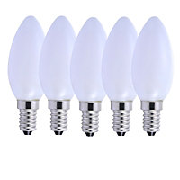 Harper Living 5 Watts E14 LED Bulb Opal Candle Cool White Dimmable, Pack of 5