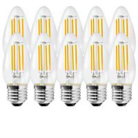 Harper Living 5 Watts E27 LED Bulb Clear Candle Cool White Dimmable, Pack of 10
