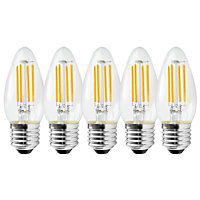 Harper Living 5 Watts E27 LED Bulb Clear Candle Cool White Dimmable, Pack of 5