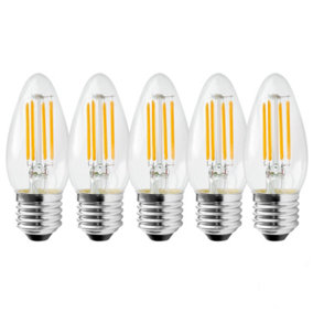 Harper Living 5 Watts E27 LED Bulb Clear Candle Cool White Dimmable, Pack of 5