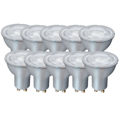 Harper Living 5 Watts GU10 LED Bulb Silver Spotlight Daylight White Non-Dimmable, Pack of 10