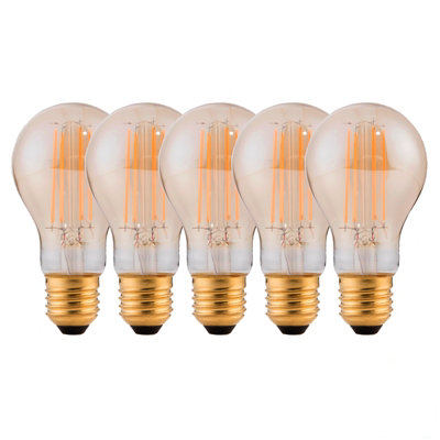 Harper Living 8 Watts A60 E27 LED Bulb Amber Warm White Dimmable, Pack of 5