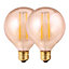 Harper Living 8 Watts G125 E27 LED Bulb Amber Globe Warm White Dimmable, Pack of 2