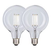Harper Living 8 Watts G125 E27 LED Bulb Clear Globe Cool White Dimmable, Pack of 2